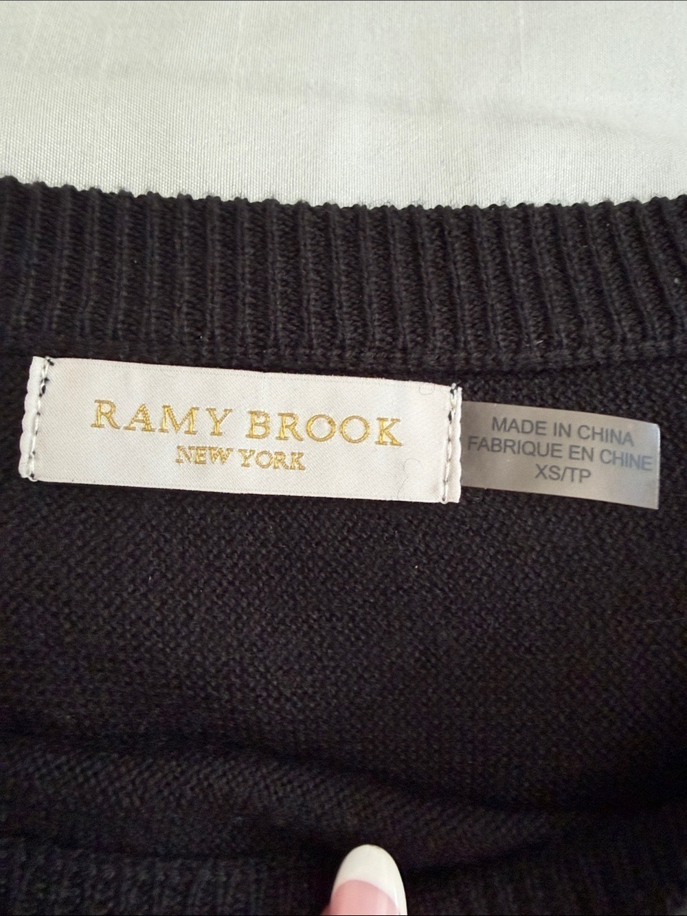 Ramy Brook Black Knit Gold Chain Trim Long Sleeve Top XS - Picture 2 of 6